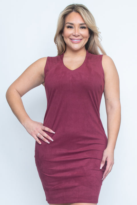 Plus Size Sleeveless V Neck Midi Dress with Hidden Zip Back (Z9635) - Wholesale Fashion Couture 