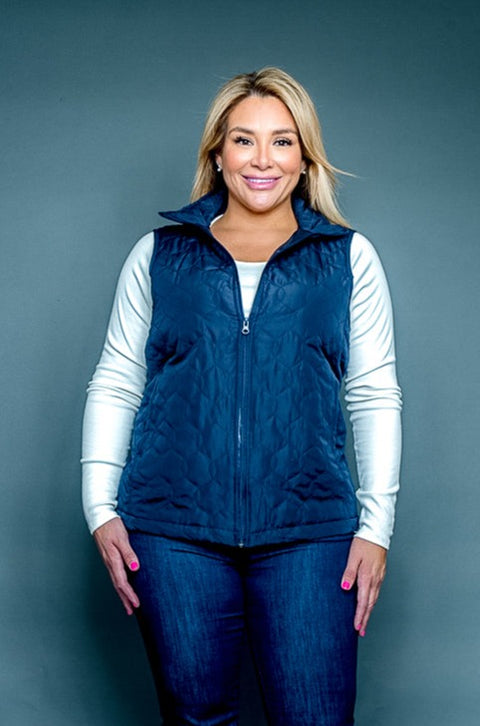 Plus Size Puff Quilt Vest W/Zipper and 2 Front Pockets (FW191186W) - Wholesale Fashion Couture 
