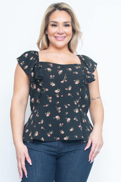Plus Size Sleeveless Floral Printed Top* (ZB10421F) - Wholesale Fashion Couture 