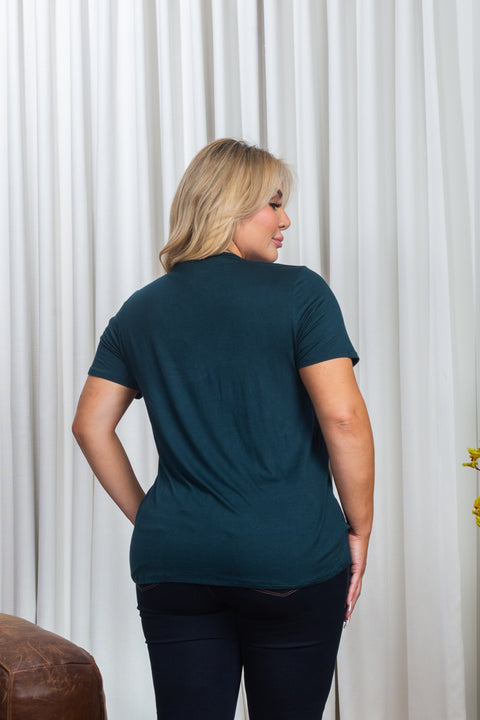 Plus Size Short Sleeve Choker Style Distressed Scoop Neck T-Shirt (BT2448XWH) - Wholesale Fashion Couture 