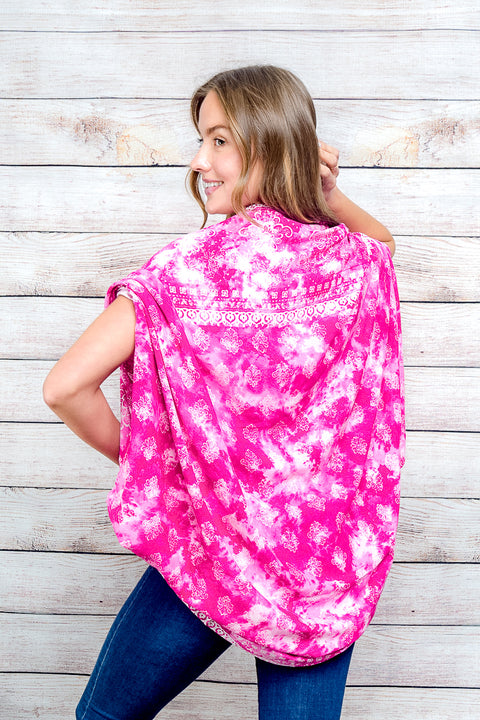 Tie Dye Cover Up Kimono (17F360) - Wholesale Fashion Couture 