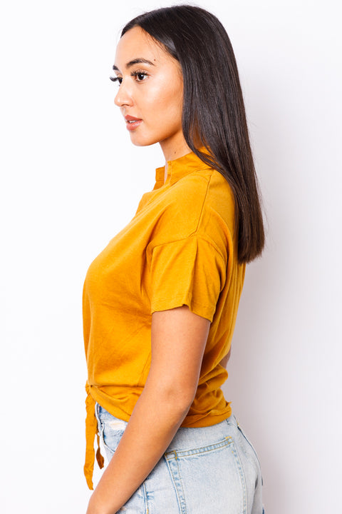 Short Sleeve Top Front tied  (V11210A-K69) - Wholesale Fashion Couture 