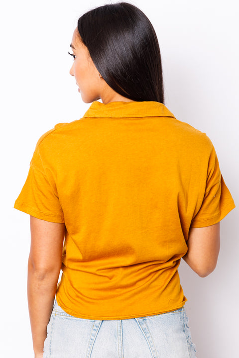 Short Sleeve Top Front tied  (V11210A-K69) - Wholesale Fashion Couture 