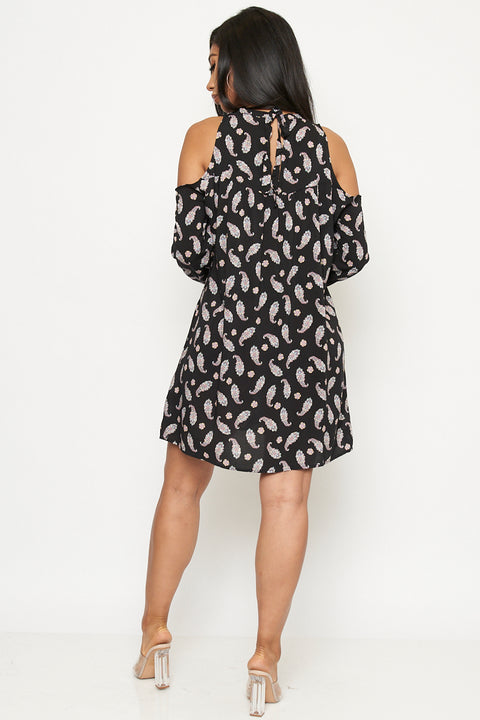 Open Shoulder Swing Dress Back Key Hole (BN50584) - Wholesale Fashion Couture 