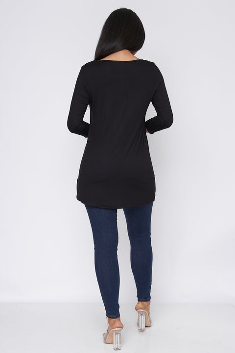 Pretty Top 3/4 Sleeve Solid Tunic Top (ZT202) - Wholesale Fashion Couture 