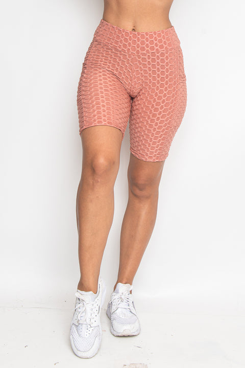 High Waist Perfect Fit Waffle Knit Bermuda Shorts (P005) - Wholesale Fashion Couture 