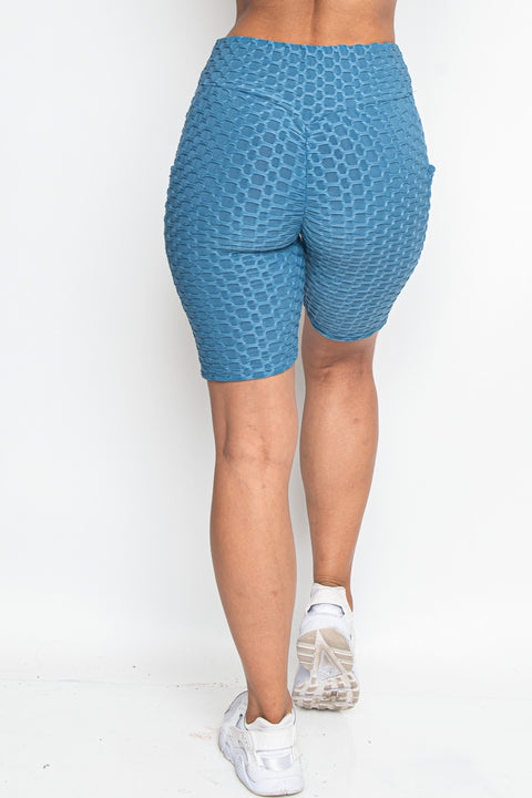 High Waist Perfect Fit Waffle Knit Bermuda Shorts (P005) - Wholesale Fashion Couture 