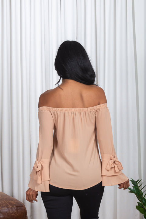 3/4 Sleeve Off the Shoulder Bell Sleeve Top* (171047) - Wholesale Fashion Couture 