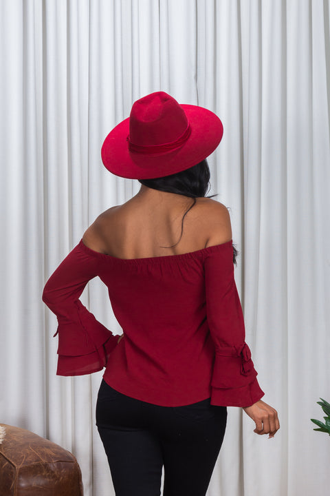 3/4 Sleeve Off the Shoulder Bell Sleeve Top* (171047) - Wholesale Fashion Couture 