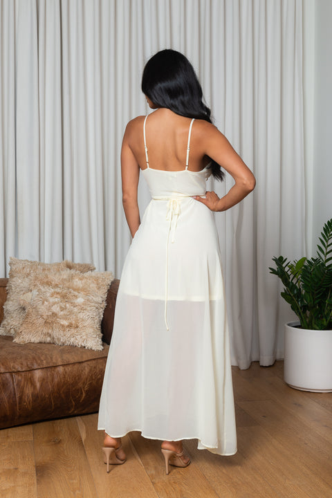 V-Neck Spaguetti Strap Maxi Dress w/Half Lining (175908) - Wholesale Fashion Couture 