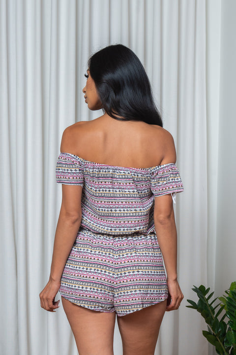 Short Sleeve Romper w/Elastic on Waist Half Lining  (155972) - Wholesale Fashion Couture 