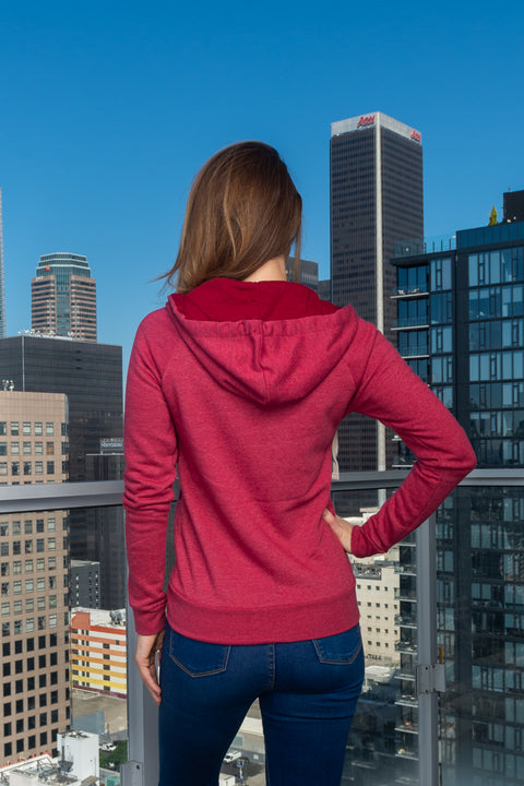 Soft Zip Front Hooded  Sweatshirt With Kangaroo Pockets (RN111449)**RUNS SMALL** - Wholesale Fashion Couture 