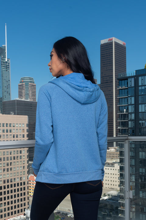 Soft Zip Front Hooded  Sweatshirt With Kangaroo Pockets (RN111449)**RUNS SMALL** - Wholesale Fashion Couture 