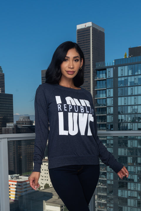 "LOVE REPUBLIC" Long Sleeve Round Neck Top  (T551) - Wholesale Fashion Couture 