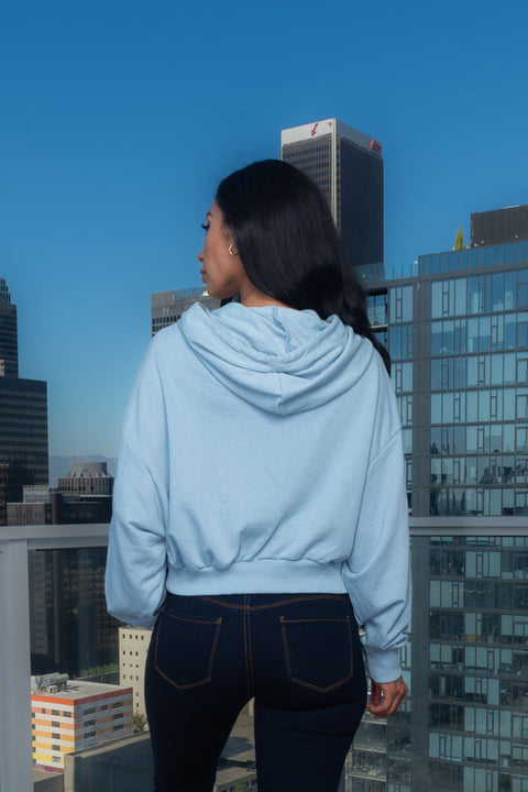 "Social Butterfly" Hooded Dolman Crop Sweatshirt (NB12100058183-Bfly-Reg) - Wholesale Fashion Couture 