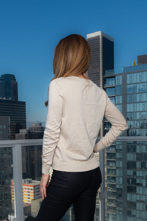 Long Sleeve V-Neck Knit Top With Cut Out Front Detail  (167261) - Wholesale Fashion Couture 