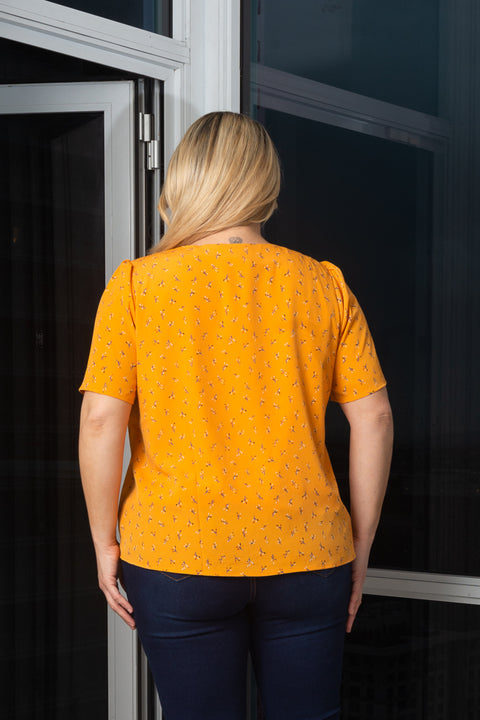 Plus Size Short Sleeve V-Neck Top W/Full Lining (140825) - Wholesale Fashion Couture 