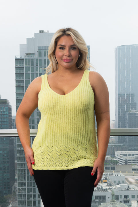 Plus Size V-Neck  Spaghetti Strap Knit Top (142008) - Wholesale Fashion Couture 