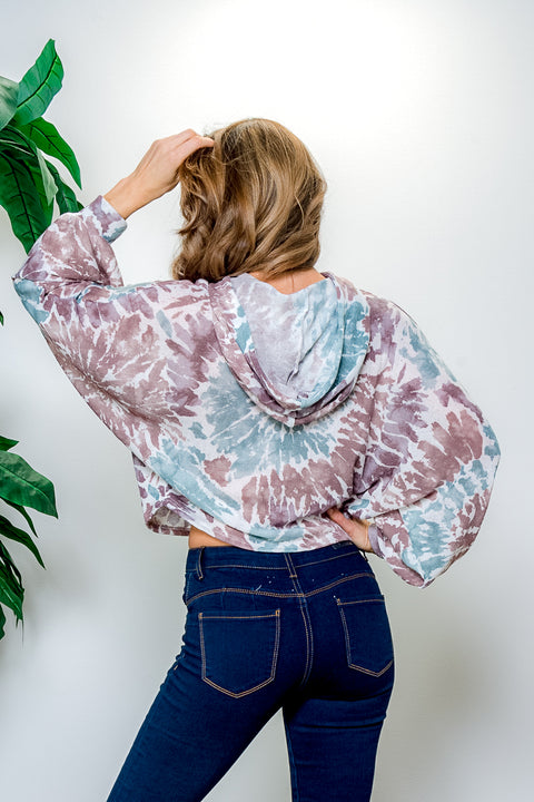 Multi Color Splash Dye Sweater Knit Long Balloon Sleeve Drop Shoulder Pullover Hoodie (LT5190) - Wholesale Fashion Couture 