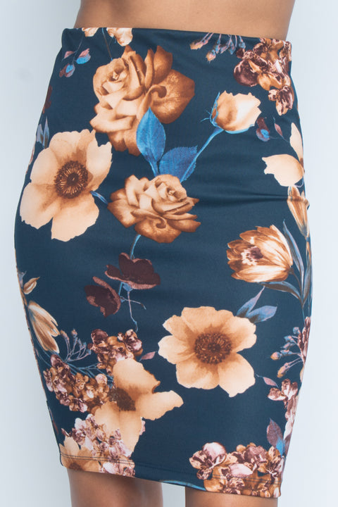 Floral Print Pencil Skirt (23097) - Wholesale Fashion Couture 