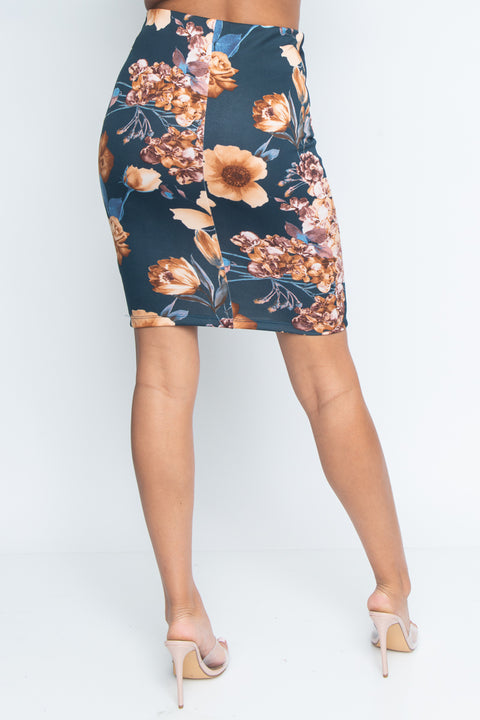 Floral Print Pencil Skirt (23097) - Wholesale Fashion Couture 