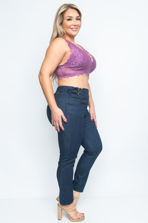 Plus Size V Neck Lace Bralette W/Front Lining Assorted Prints* (JT11948) - Wholesale Fashion Couture 