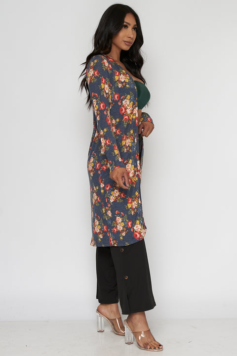 Open Front Floral Duster Cardigan (LST8000) - Wholesale Fashion Couture 