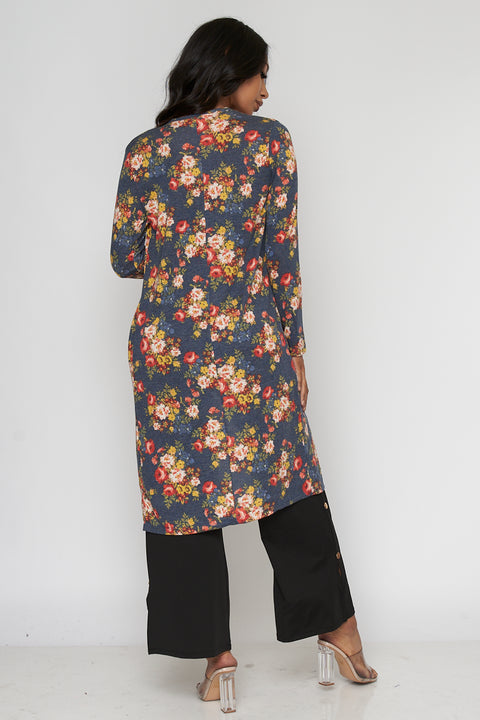 Open Front Floral Duster Cardigan (LST8000) - Wholesale Fashion Couture 