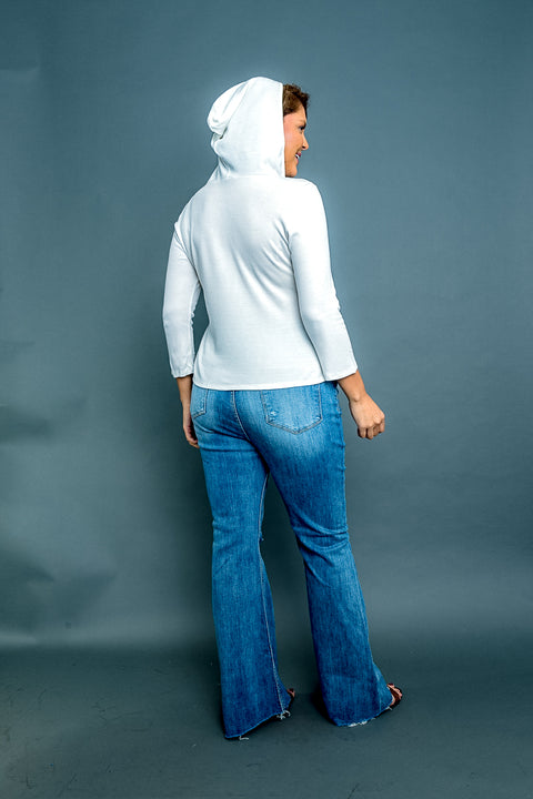 Plus Size Thermal Knit Long Sleeve Sleeve Scoop Neck Hoodie Crop Top (Z7789) - Wholesale Fashion Couture 