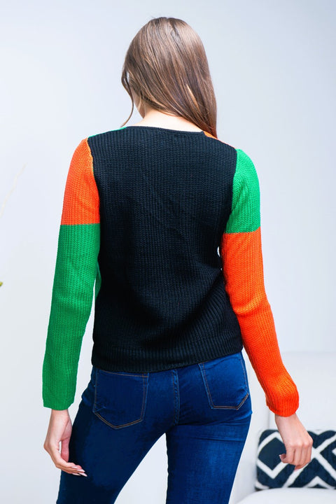 Knit V-Neck Sweater 2Front Pockets  (HS-0972) - Wholesale Fashion Couture 