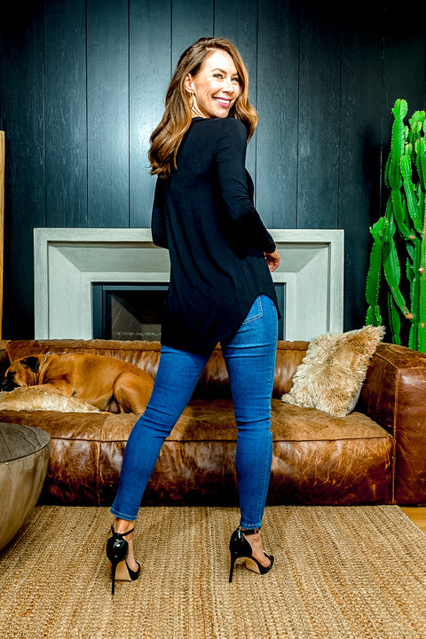 Classic Fit Long Sleeve Crewneck T-Shirt with Dolphin Hem (MT5001) - Wholesale Fashion Couture 