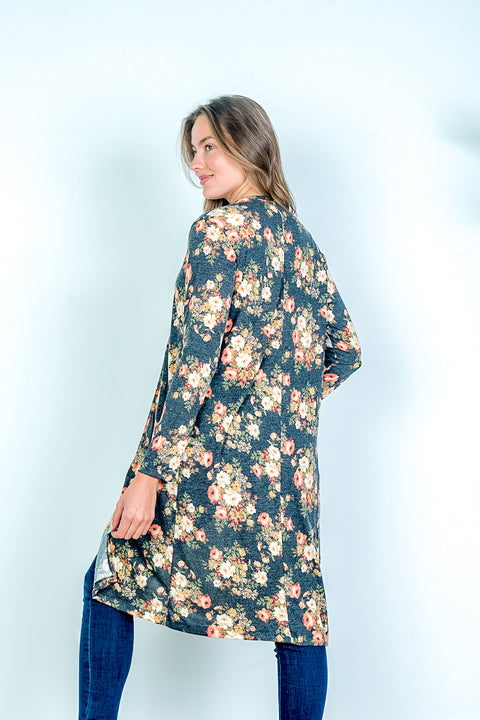 Open Front Floral Duster Cardigan (LST8000) - Wholesale Fashion Couture 
