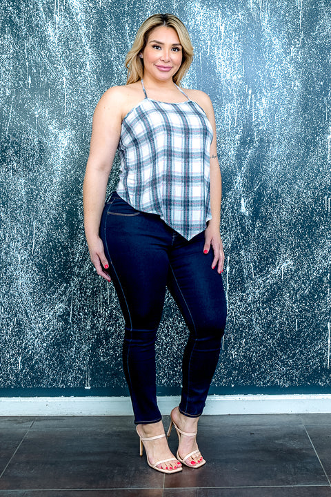 Plus Size Plaid Open Back Top (ZA4056) - Wholesale Fashion Couture 