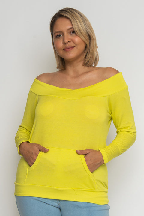 Plus Size 3/4 Sleeve Top (JT9083) Lime / ( 1XL- 2XL- 3XL- 2-2-2)