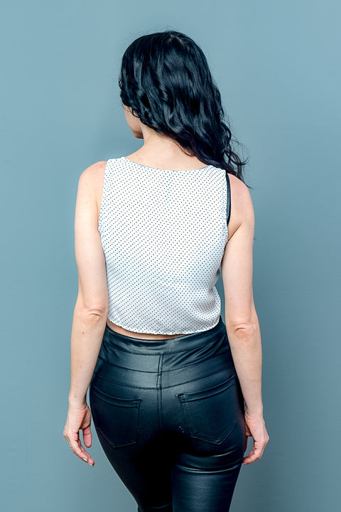 Sleeveless Polka Dots Crop Top (KT14681) - Wholesale Fashion Couture inc