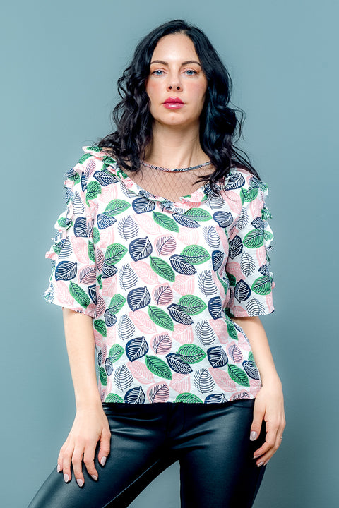 Short Sleeve Necklane Swing Top (T445) - Wholesale Fashion Couture inc