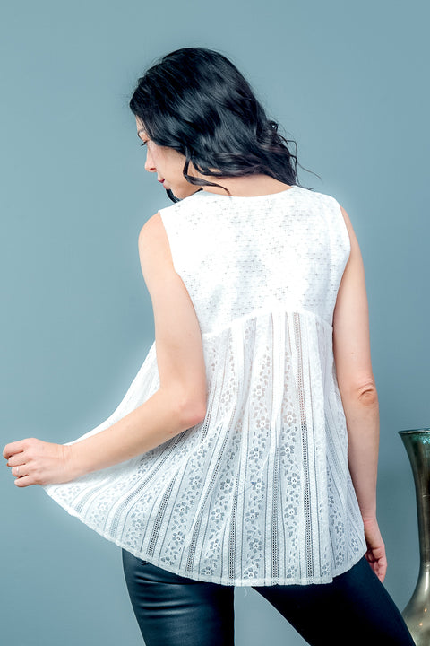 Lace Open Front Vest with Tie Front Closure (14973) - Wholesale Fashion Couture 