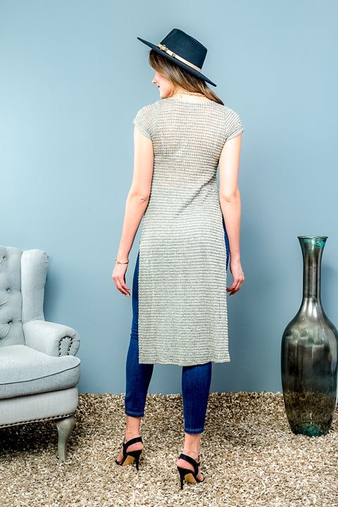 Short Sleeve Round Neck Thin Knit Hilo Tunic Top (15T1238) - Wholesale Fashion Couture 