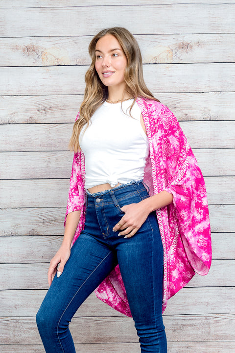 Tie Dye Cover Up Kimono (17F360) - Wholesale Fashion Couture 