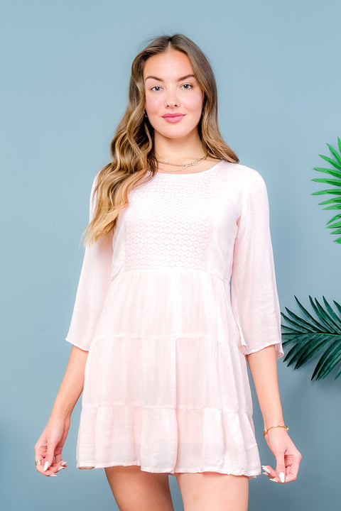 3/4 Sleeve Bohemian Mini Dress (1087) - Wholesale Fashion Couture 