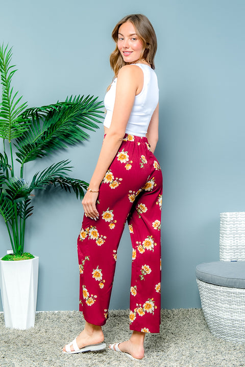Floral Pants (EM4840) Burgundy / ( S-M-L- 1-1-1)