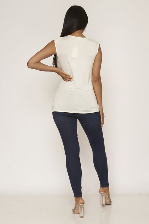 Sleeveless Top (13967) OffWhite / ( S-M-L- 2-2-2)