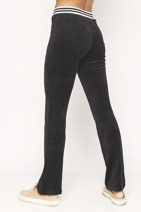 Elastic Waist Velour Pants (6131PY) Black / ( S-M-L- 2-2-2)