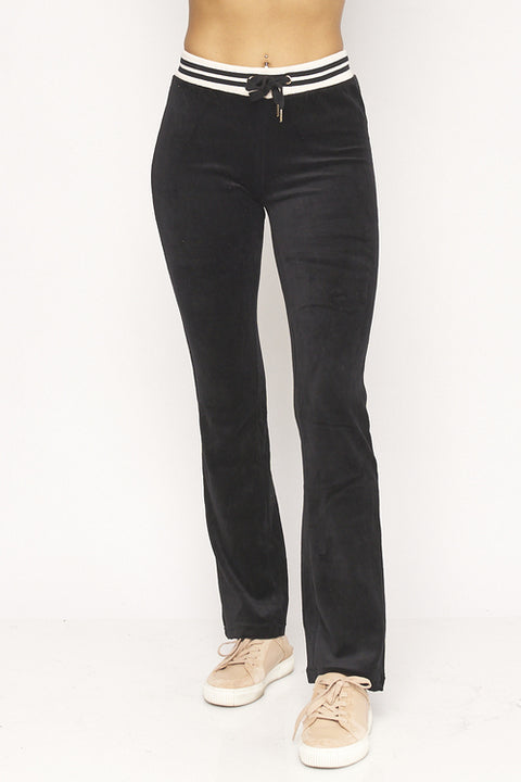Elastic Waist Velour Pants (6131PY) Black / ( S-M-L- 2-2-2)