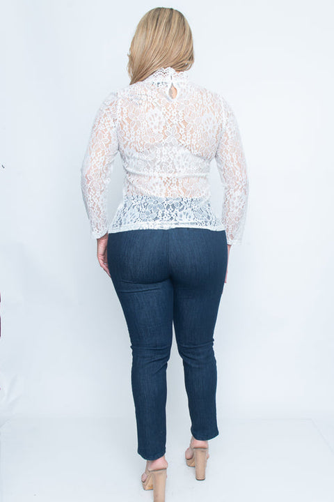 Plus Size Long Sleeve Top (ZB10623) Hazelnut / ( 1XL-2XL-3XL- 1-1-1)