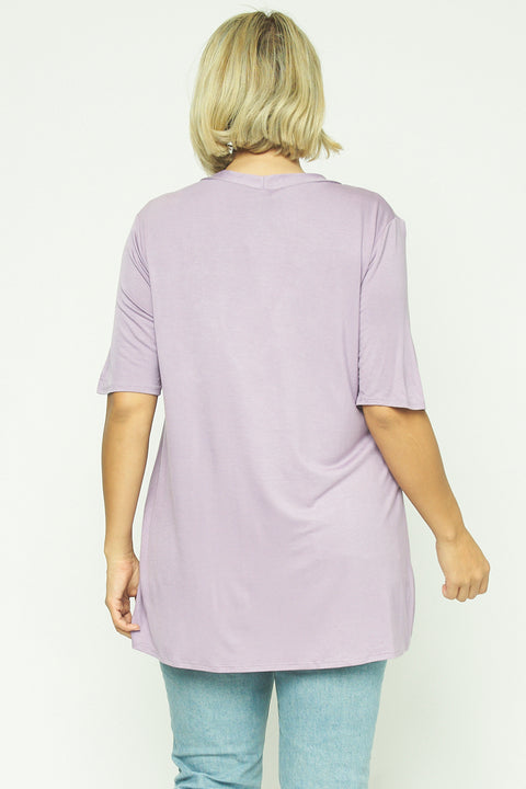 Plus Size 1/2 Sleeve Button Down Cardigan Top with Front Patch Pockets (1125AC/2958) - Wholesale Fashion Couture 