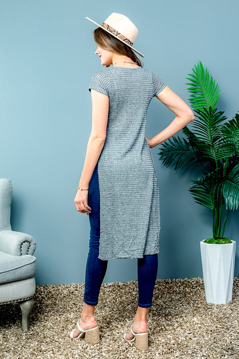 Short Sleeve Round Neck Thin Knit Hilo Tunic Top (15T1238) Lt.Olive / ( S,M,L- 2,2,2)