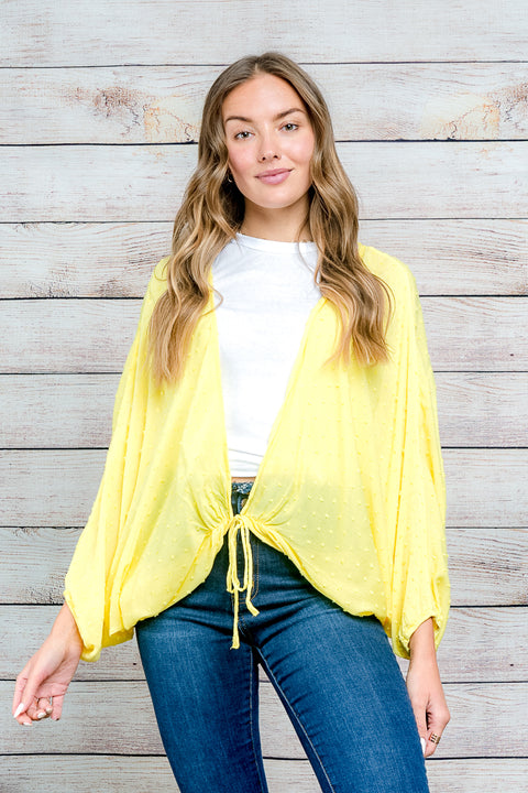 Butterfly Sleeve Cardigan- Top - Cover Up (FL20F381) Yellow / ( S-M-L- 2-2-2)