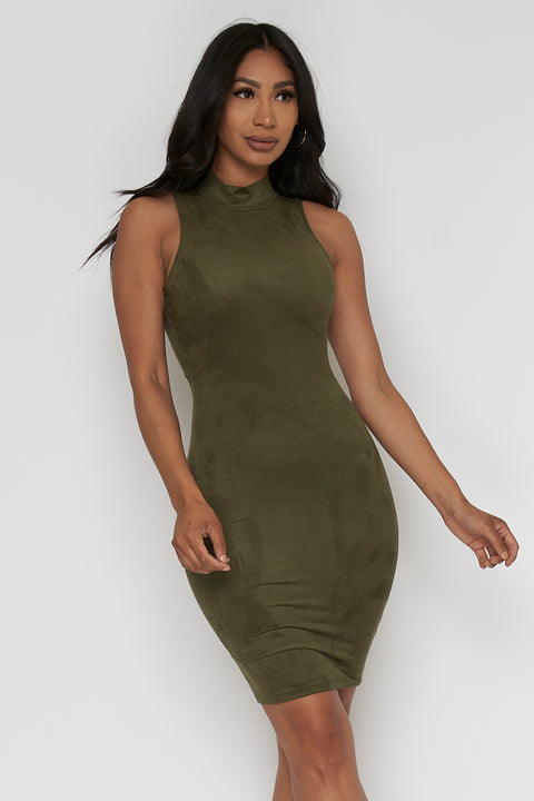 Open Back Suede Mini Dress* (D2237) - Wholesale Fashion Couture 