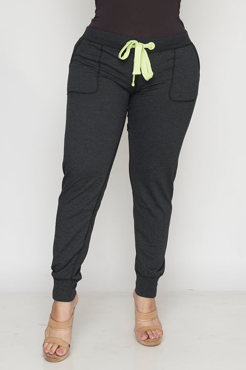 Plus Size Low-Rise  Sweatpants w/side Pockets  (PT560X) - Wholesale Fashion Couture 